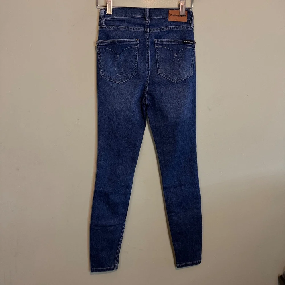 Calvin Klein Womens High Rise Medium Wash Casual Denim Skinny Jeans Blue Size 24